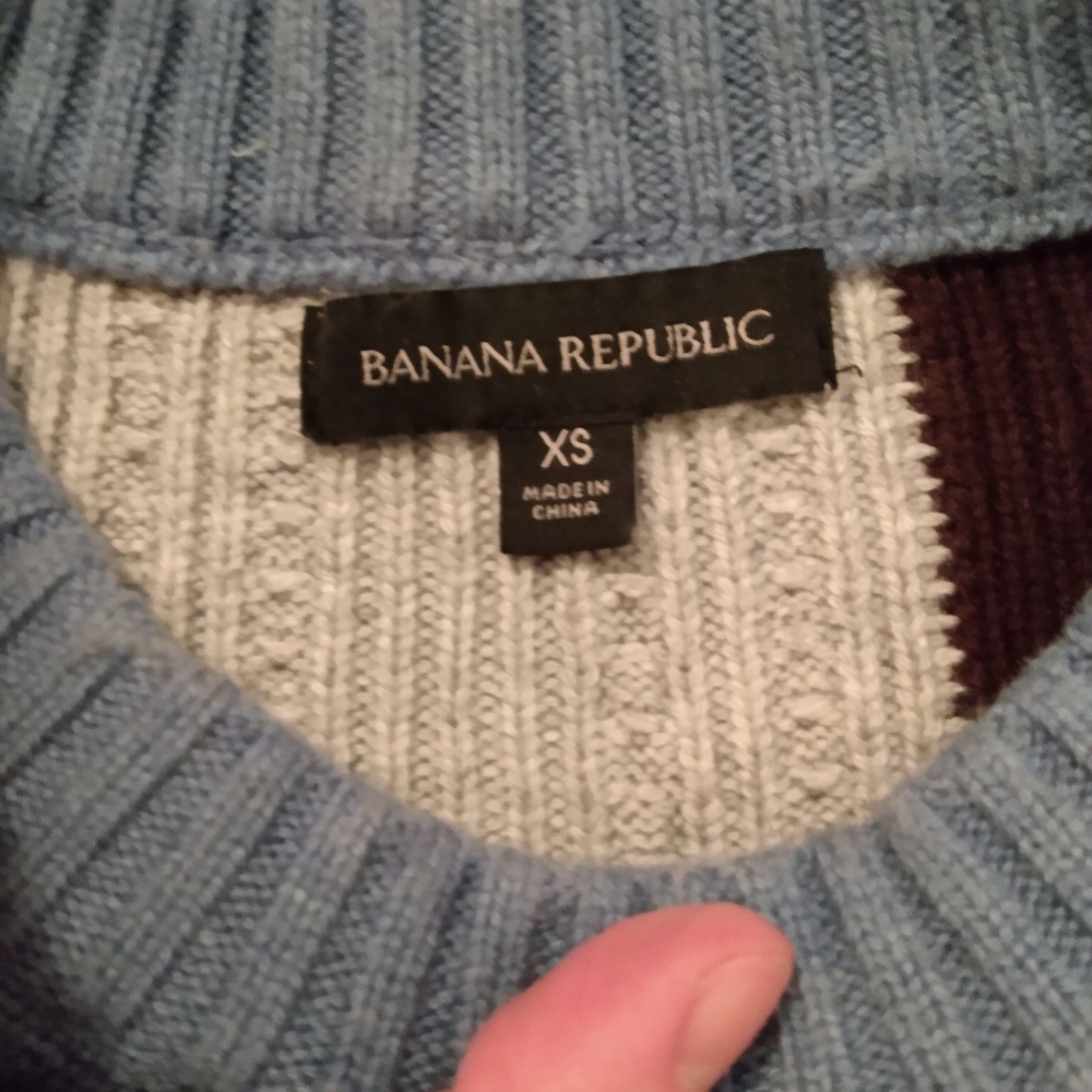 Banana Republic crew neck wool blend color block sweater, XS - Picture 2 of 4